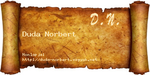 Duda Norbert névjegykártya